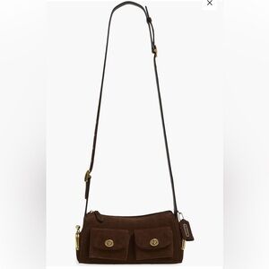 Turnlock Mini Haversack Suede Shoulder Bag